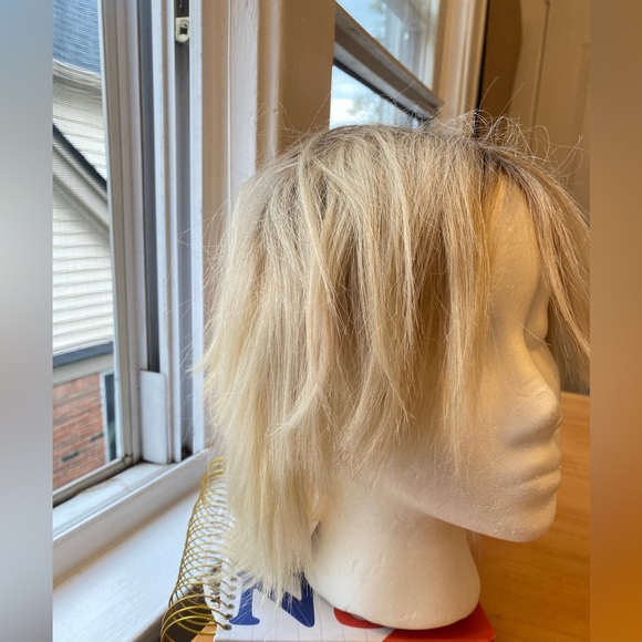 💯 REMY BLOND DARK ROOTS MESSY ROCKSTAR MULLET HUMAN HAIR WIG FULL CAP LACE FRONT - Picture 11 of 15